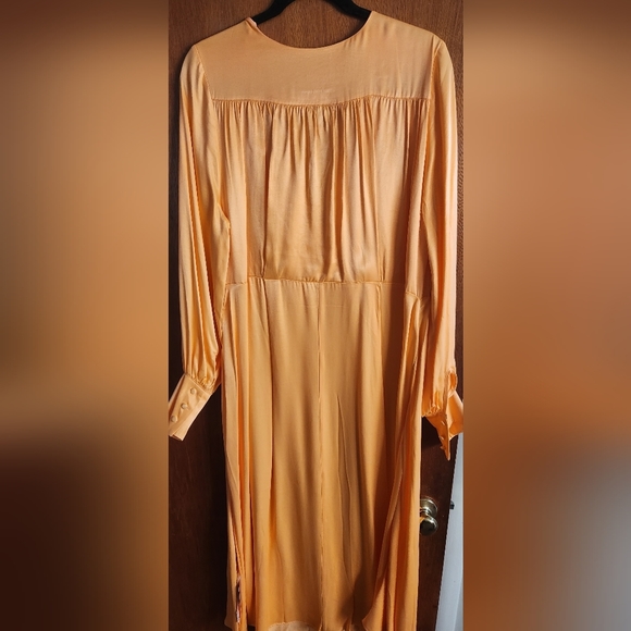 ASOS Design Satin wrap front maxi dress in Marigold Size US 8 - Picture 3 of 6